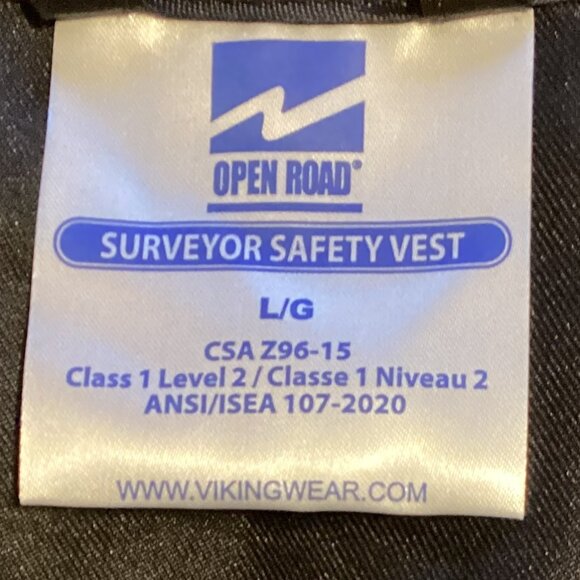 NWT Viking Black Surveyor Safety Vest Size L Reflective Material Class 1 Level 2 - Picture 3 of 8